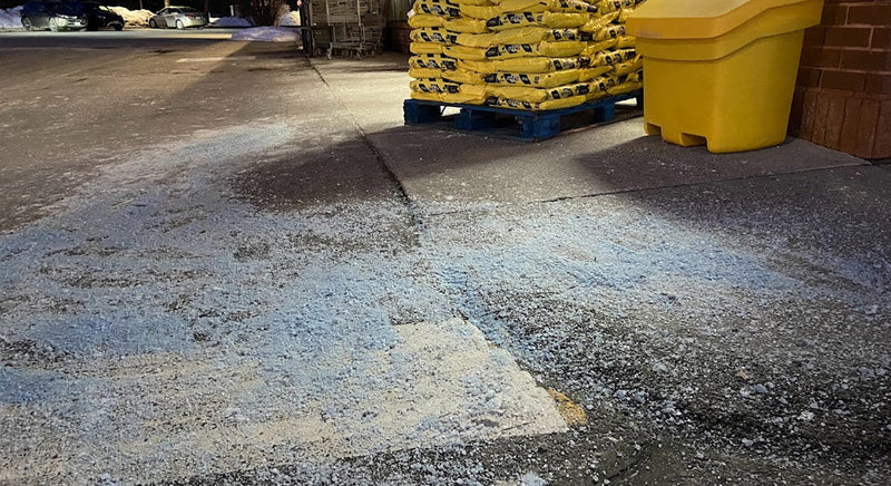 salt on a sidewalk