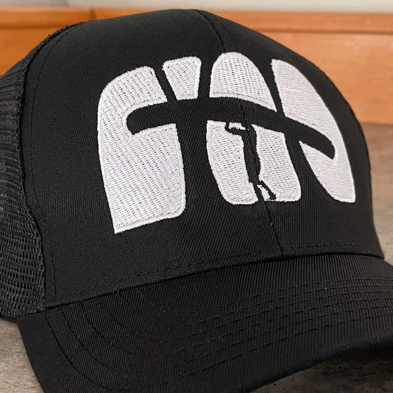 black hat with canoe logo