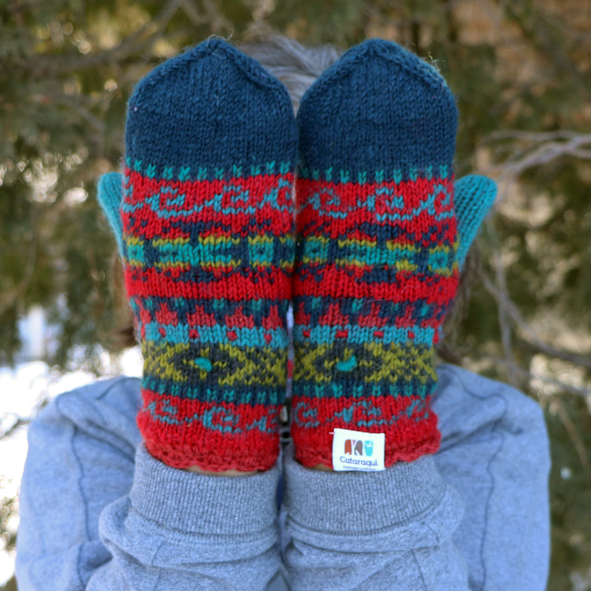 小物 UN3D. FABRIC MIX MITTENS , NECK WARMAR Fur-Cuffed Mittens